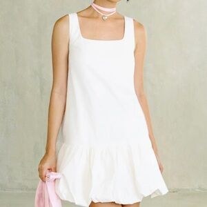 Square Neck Solid Bubble Hem Mini Dress - XL (US 10)